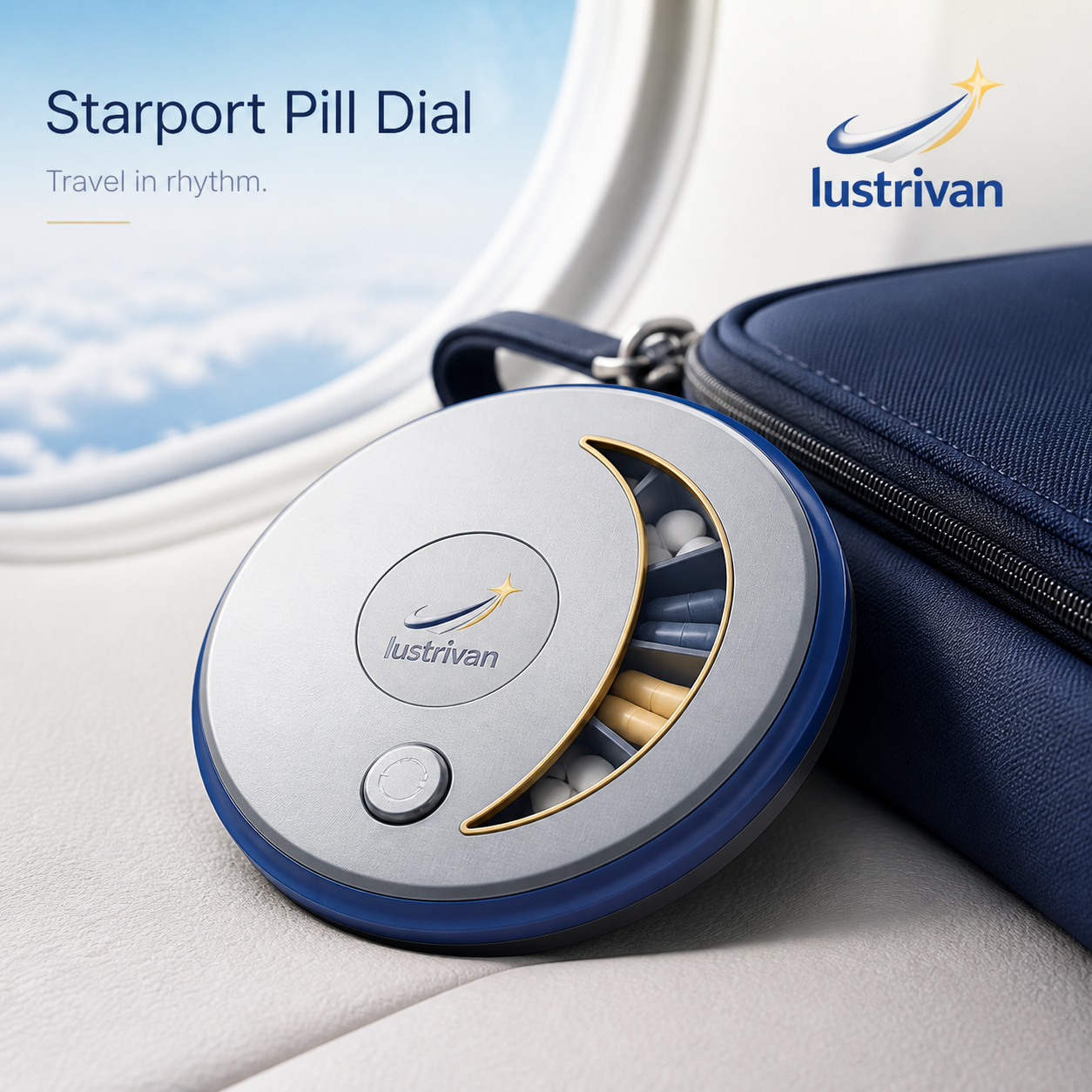 Lustrivan™ Starport Pill Dial — Rotating Daily Tablet Organizer