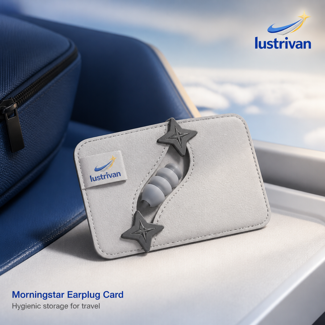 Lustrivan™ Morningstar Earplug Card — Slim Quiet-Travel Case