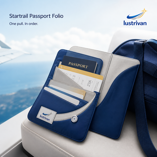 Lustrivan™ Startrail Passport Folio — Compact Travel Document Organizer