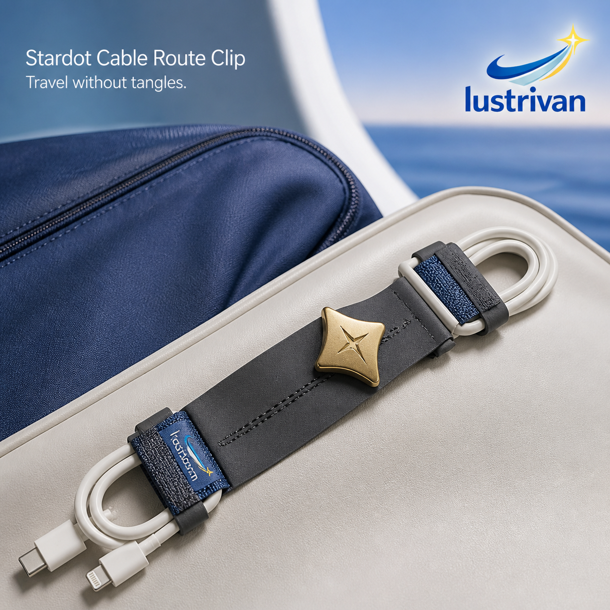 Lustrivan™ Stardot Cable Route Clip — Travel Cord Bundling System