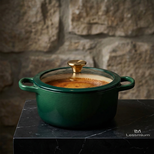 Lessmium™ Verdant Flame Ceramic Dutch Pot  Cook beautifully. Serve boldly.