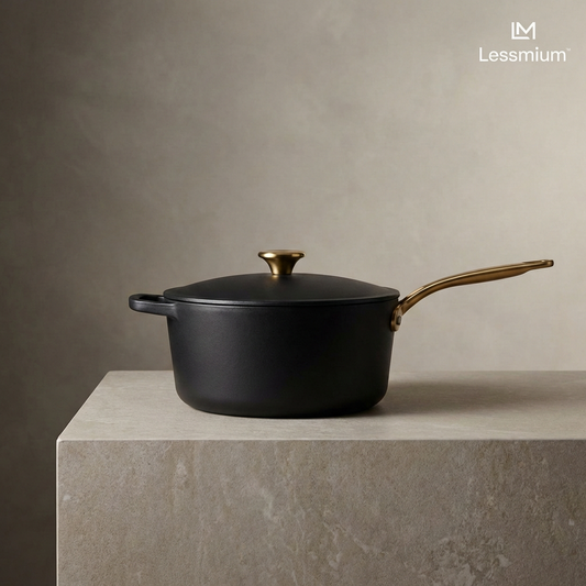 Lessmium™ NoirCraft Precision Saucepan  Engineered for control. Designed for beauty.